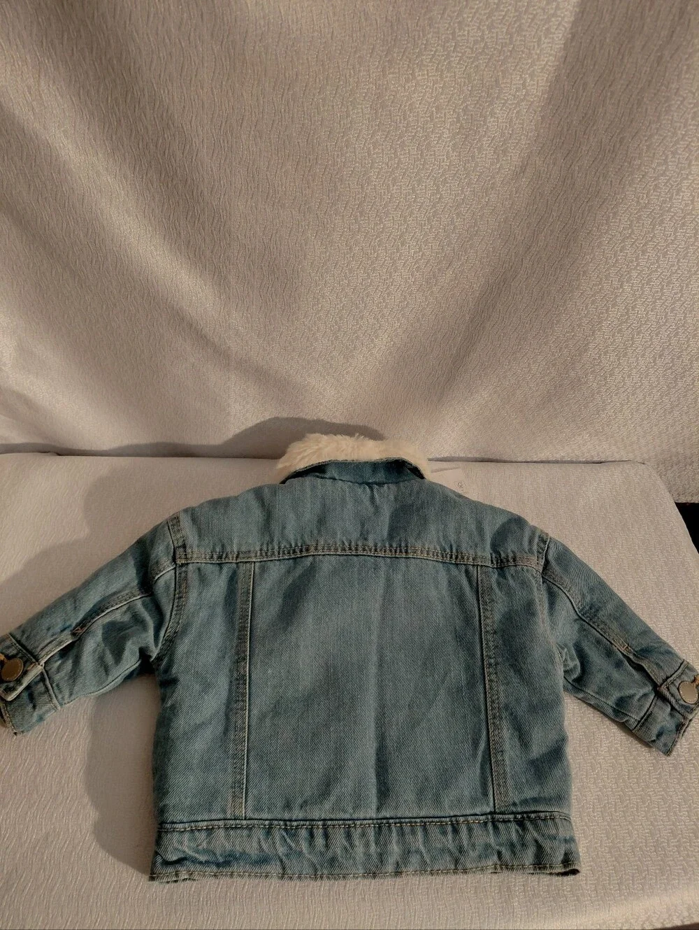 Primark Care Light Blue Denim Jacket with Cream Faux Fur Collar 0-3 Months NWT